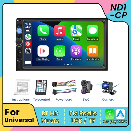 Imagen 1 del producto Reproductor Multimedia MP5 para coche, de 7 pulgadas dispositivo con pantalla táctil HD, sistema inteligente 7810B, soporte Universal, cámara de respaldo SWC aux-in, ND1 radio de coche con bluetooth y usb，carplay