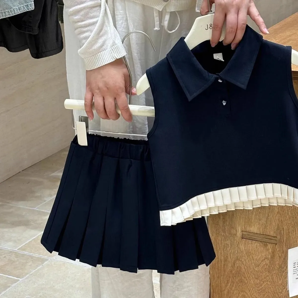 

Teen Girls Summer Set New Children's College Style Tank Top+Skirt Two Piece Set 90-160cm