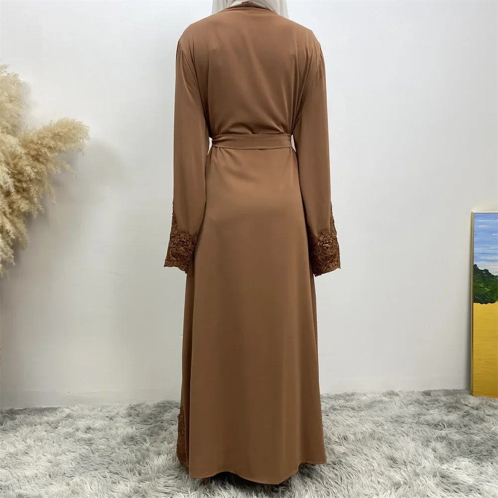 Nuevas mujeres musulmanas cárdigan abierto Abaya Kimono encaje bordado Abayas largo Maxi vestido Turquía árabe Kaftan Dubai vestidos Eid Ramadán