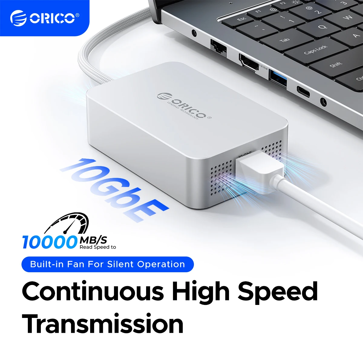 ORICO 10 Gigabit Ethernet para Mac Mini M4 NAS SAN tarjeta de red Thunderbolt 4 a 10GbE silencio de disipación de calor hacia atrás