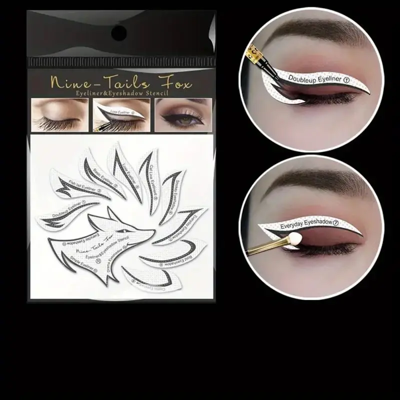 12 Styles Eyeliner Stencil Kit, Reusable Eyeshadow Stamps For Quick Makeup Application, Perfect Winged Eyeliner And Smokey Eye