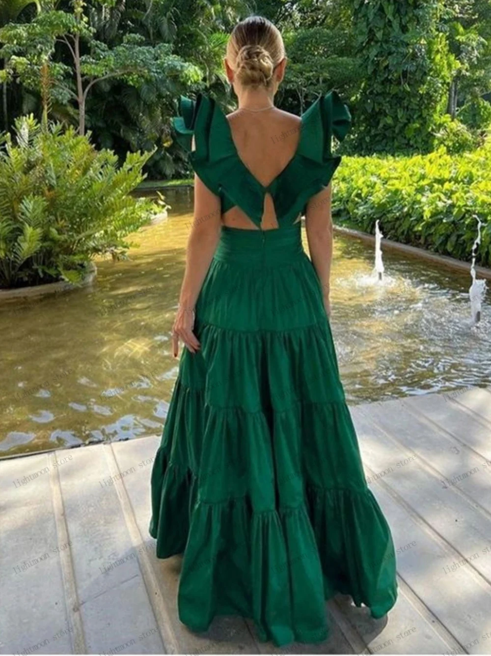 Graceful Evening Dresses Sweetheart Prom Dress Flare Sleeves Backless Taffeta Ball Gown Vintage Vestidos De Gala 2025 Customized