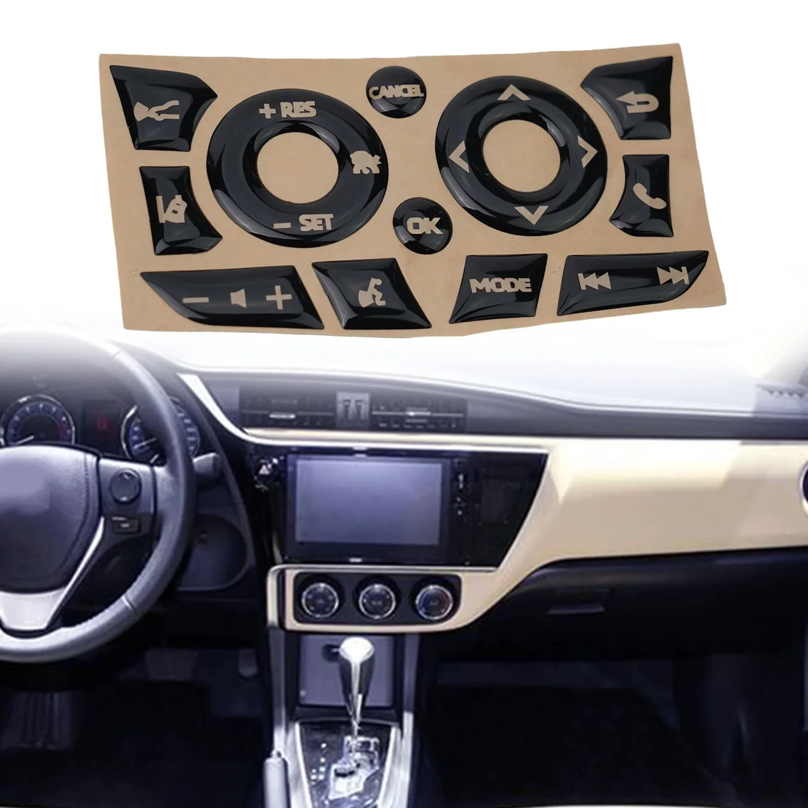 

Car Interior Parts Button Cover Trim 12pcs / Set For Corolla 2019-2022 For Toyota Gloss Black High Quality ABS