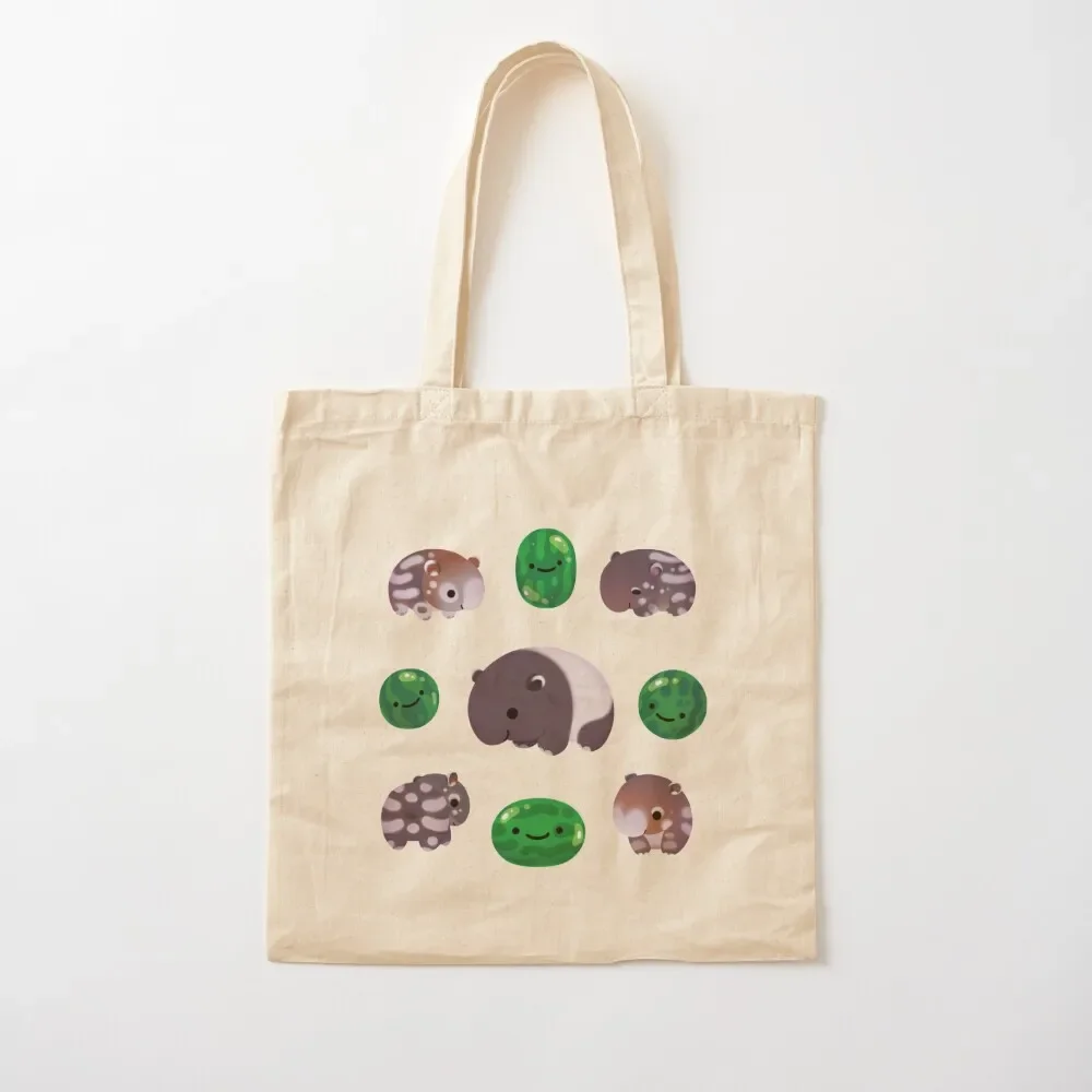 

Tapir and baby watermelons Tote Bag Lady bags shopping bags foldable reusable grocery bags Tote Bag