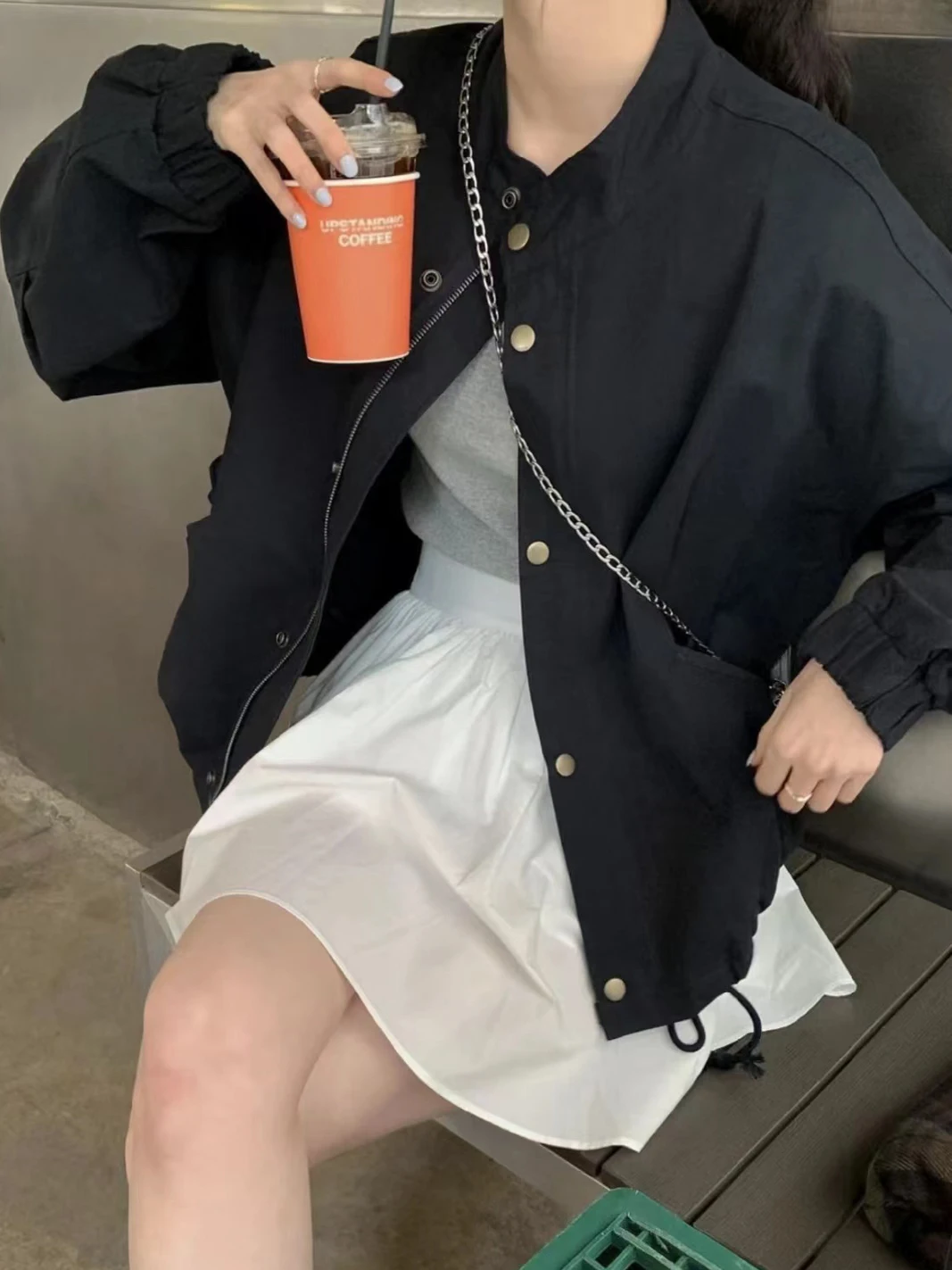 

Ранняя осень, новая женская верхняя одежда из тюэтов, модный корейский стиль, универсальный маленький дизайн, топ 202, полиэфирное волокно