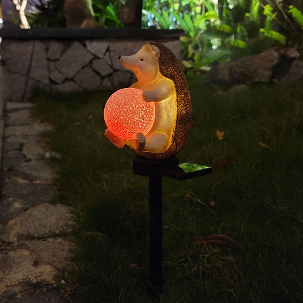 

Solar Hedgehog Lights Resin Garden Decor Cartoon Yard Lamp nament Solar Powered Easy Install Ideal for Garden Yard Lawn Park