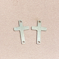 30Pcs Cross Diy Jewelry Connectors Wholesale Tow Holes Earring Charms Stainless Steel Holy Cross Keychain Handmade Drop Sell