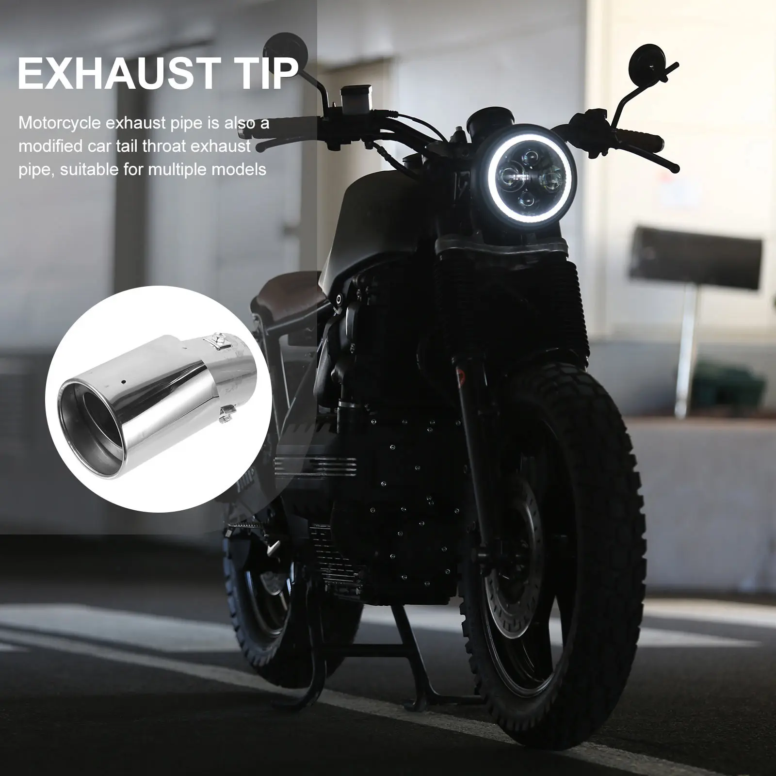 

Exhaust Pipe Modification Universal Motorcycle Car Tailpipe Tip Stainless Steel Single Pipe Bend Style Exhaust Muffler for Bike