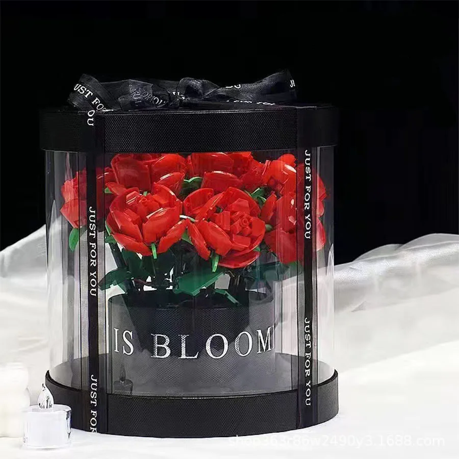 

Новый комплект вечной розы с строительными блоками, имитационный букет, для девочек, подруг, жен, подарки на День святого Валентина