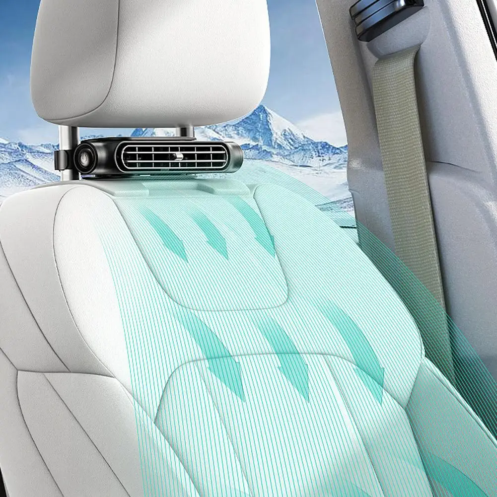 Car Headrest Mount Cooling Fan For Rear Passenger Back Seat Air Circulation Fan Universal Vehicle Seat Back Cooler Accessory