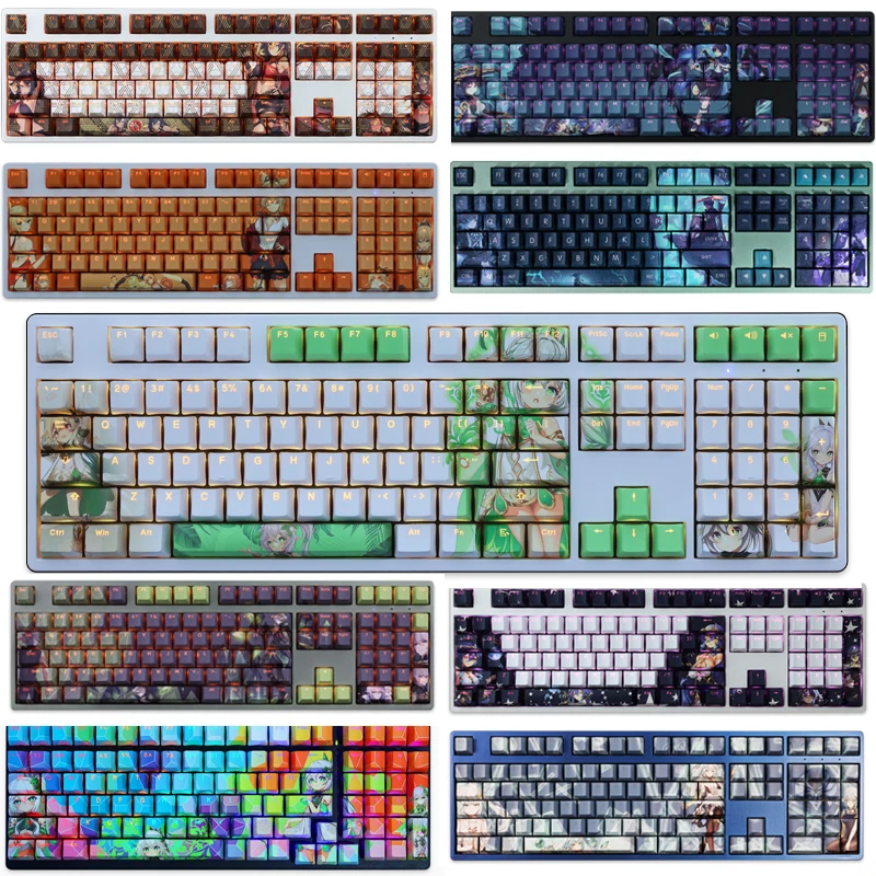 

Game Impact Sumeru Characters Keycaps PBT Backlit Keycaps For 61/87/104/108 Keys Keyboard Decor Fans Otaku Game Player Gifts