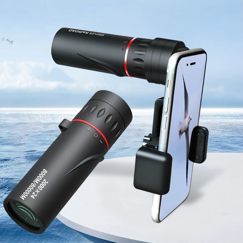 2000x24 HD Monocular Telescope Mini Portable Mobile Phone Telescope with Holder Outdoor Camping Hunting Birdwatching Telescopes