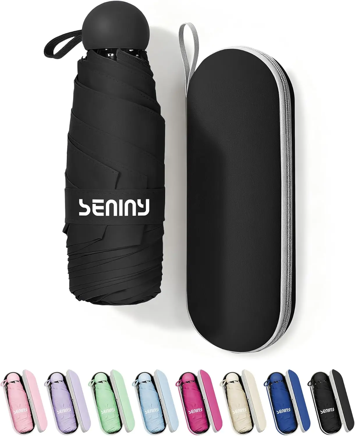 

Mini Portable Travel Umbrella with Case - Compact Rain & Sun UV Protection, Lightweight Folding for Backpack, Tiny Purse Size for Women Girls