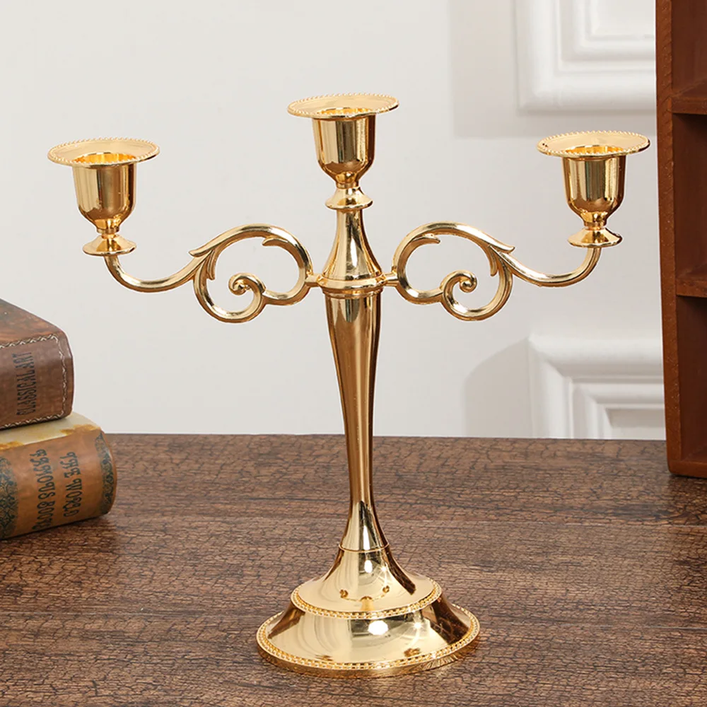 European three-headed candlestick ornament retro atmosphere candlestick ornament western food candlelight dinner hotel home deco