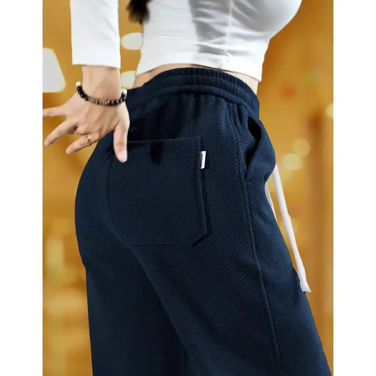 

Loose Straight Leg Knitted Casual Pants Men's Autumn Winter New Sle Deep ey Workwear Trousers Comfortable Loose Fit Men's...