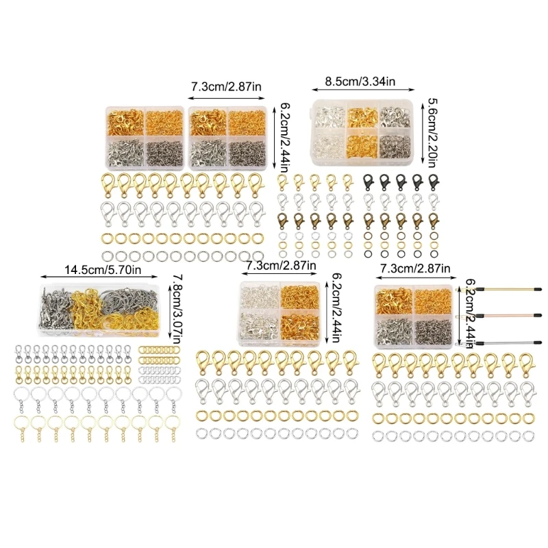 Set Gesper Lobster dan Cincin Lompat Perlengkapan Pembuatan Perhiasan untuk Gantungan Kunci Kalung Gelang Buatan Tangan