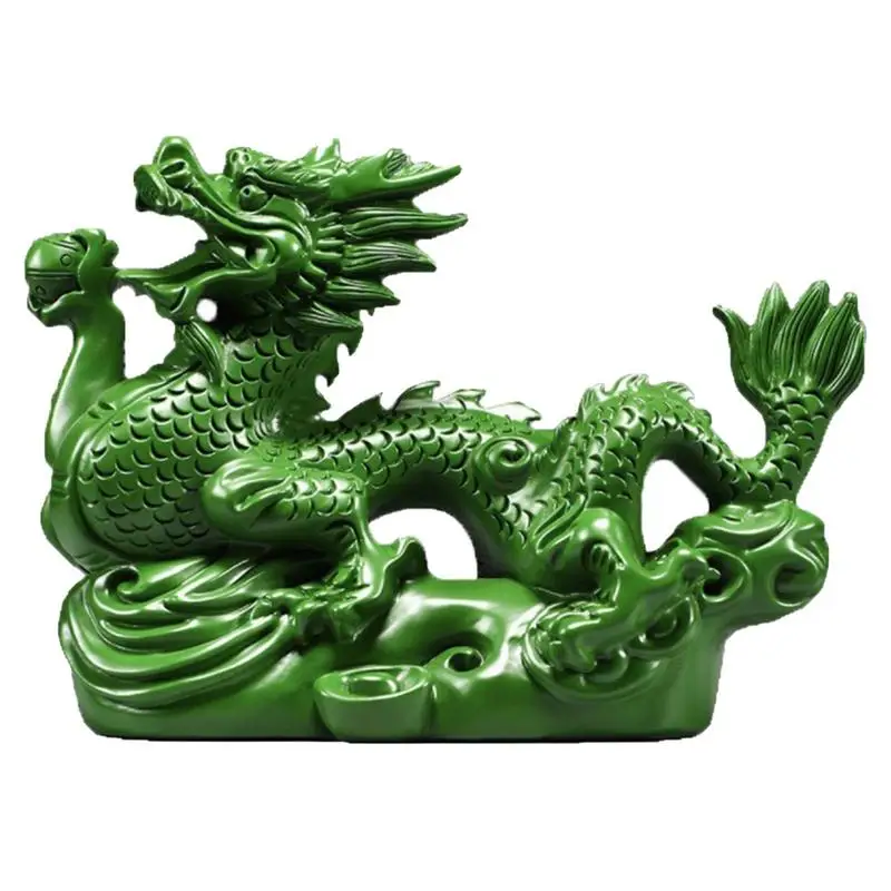 

10 cm Wooden Chinese Feng Shui Dragon Statue for Office Home Tabletop Decor Fortune 2024 New Year Decoration Ornaments