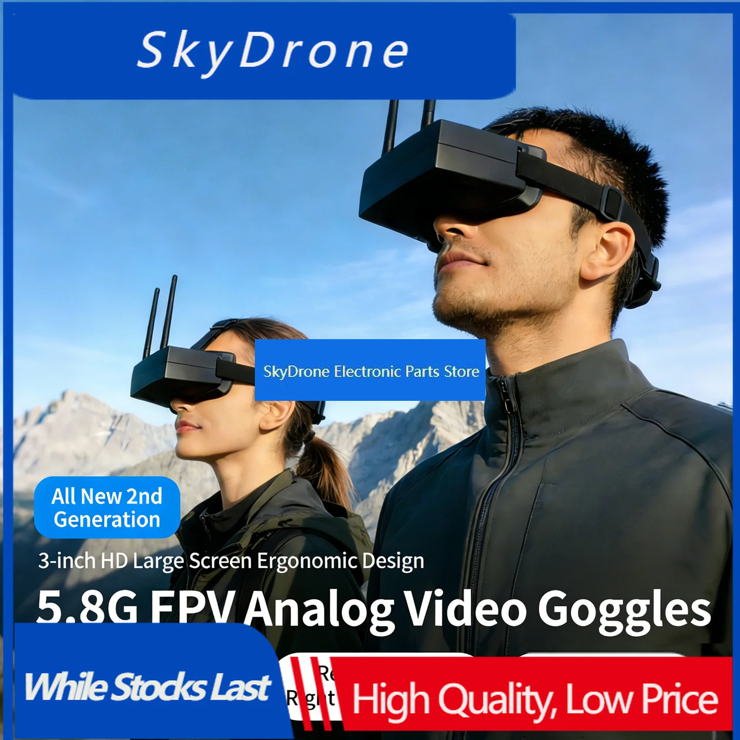 SkyDElSLONWAKE FPV Goggles 3 Inch 5.8G Analog With DVR Module Ultra-Low Latency For FPV Drone Racing Accessories