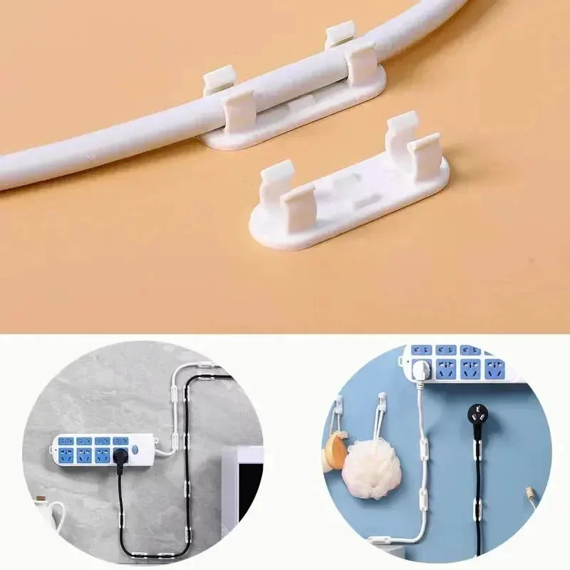 20/50pcs Adjustable Cable Management Clips Adhesive Sticky Wire Clips Cord Holder For TV PC Cable Under Desk Wall Home Office