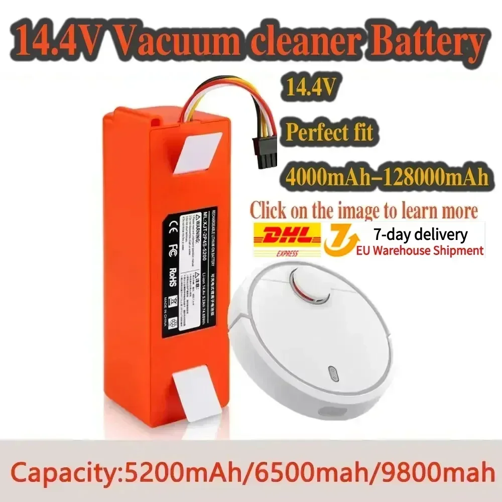 Batería de repuesto para aspiradora robótica Xiaomi Roborock, S55, S60, S65, S50, S51, S5 MAX, piezas S6, 14,4 V, 12800 mAh