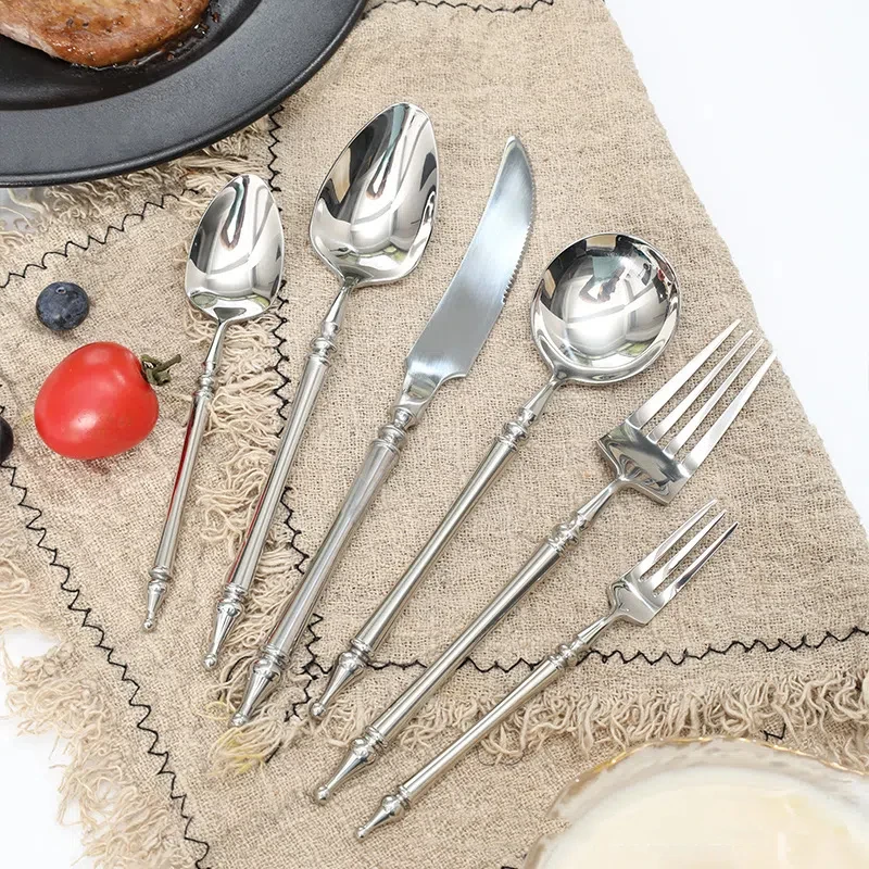 

Creative 304 Stainless Steel Steak Knife, Fork and Spoon Set of Four Retro Scandinavian Western Dinnerware Set