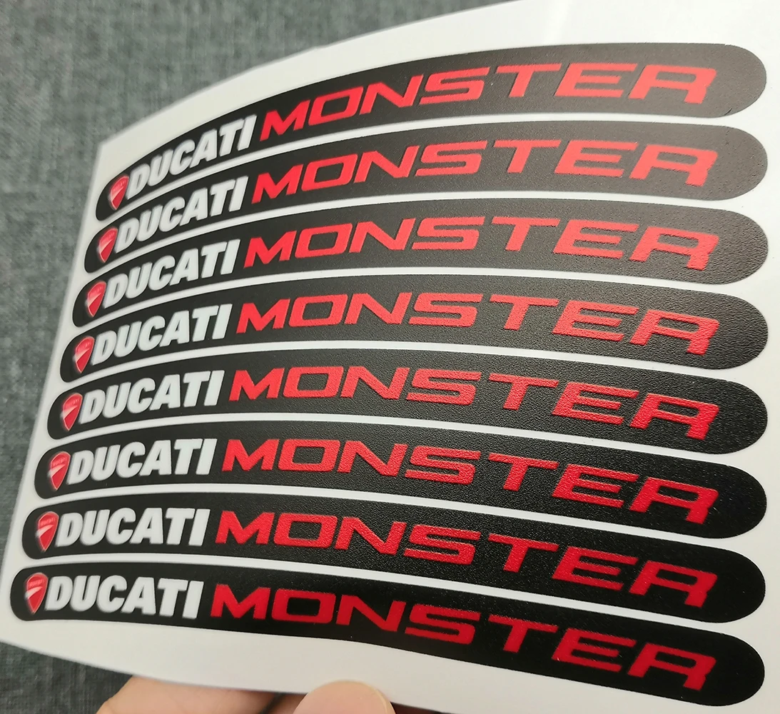 8ชิ้นสติกเกอร์ stiker Motor ล้อ Ducati Monster ชุด M4s ใหม่ลามิเนตสำหรับ Ducati 600มอนสเตอร์620ie 696 796 797 821 937