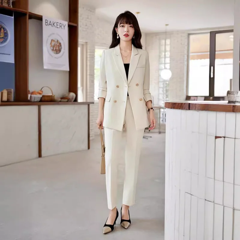 High-End Navy Blue Suit Women's Spring and Autumn2024New Business Temperament Goddess Temperament Suit Jacket Overalls