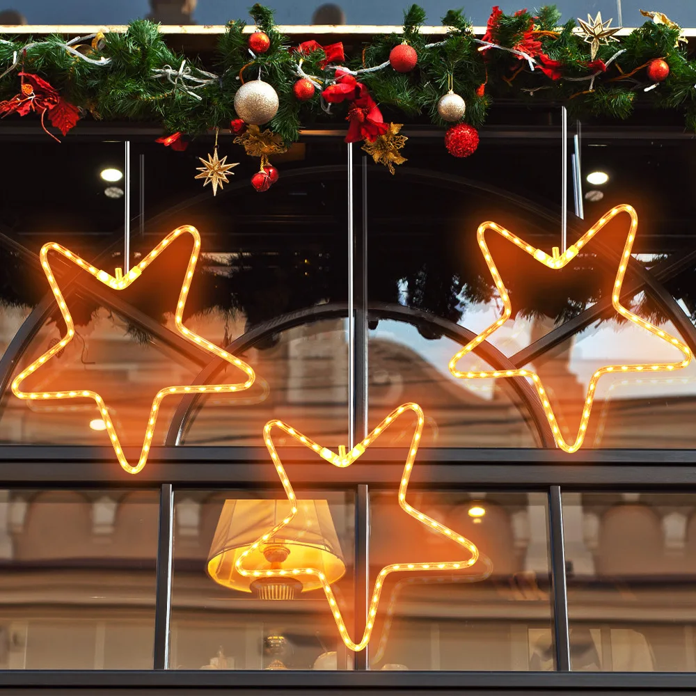 

Outdoor solar stake star lights Halloween Christmas yard decorations creative atmosphere glowing five-pointed star lights