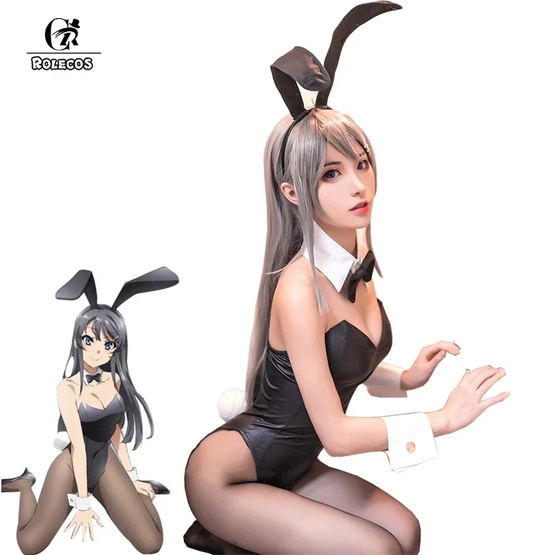 

ROLECOS Anime Sakurajima Mai Cosplay Costume Christmas Women Black Sexy Jumpsuit Rascal Does Not Dream of Bunny Girl Senpai Cos