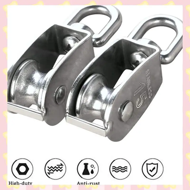 

AB51 24 Pcs M15 Single Pulley Block Hanging Wire Towing Wheel Swivel Lifting Wire Rope Cable Pulley Roller