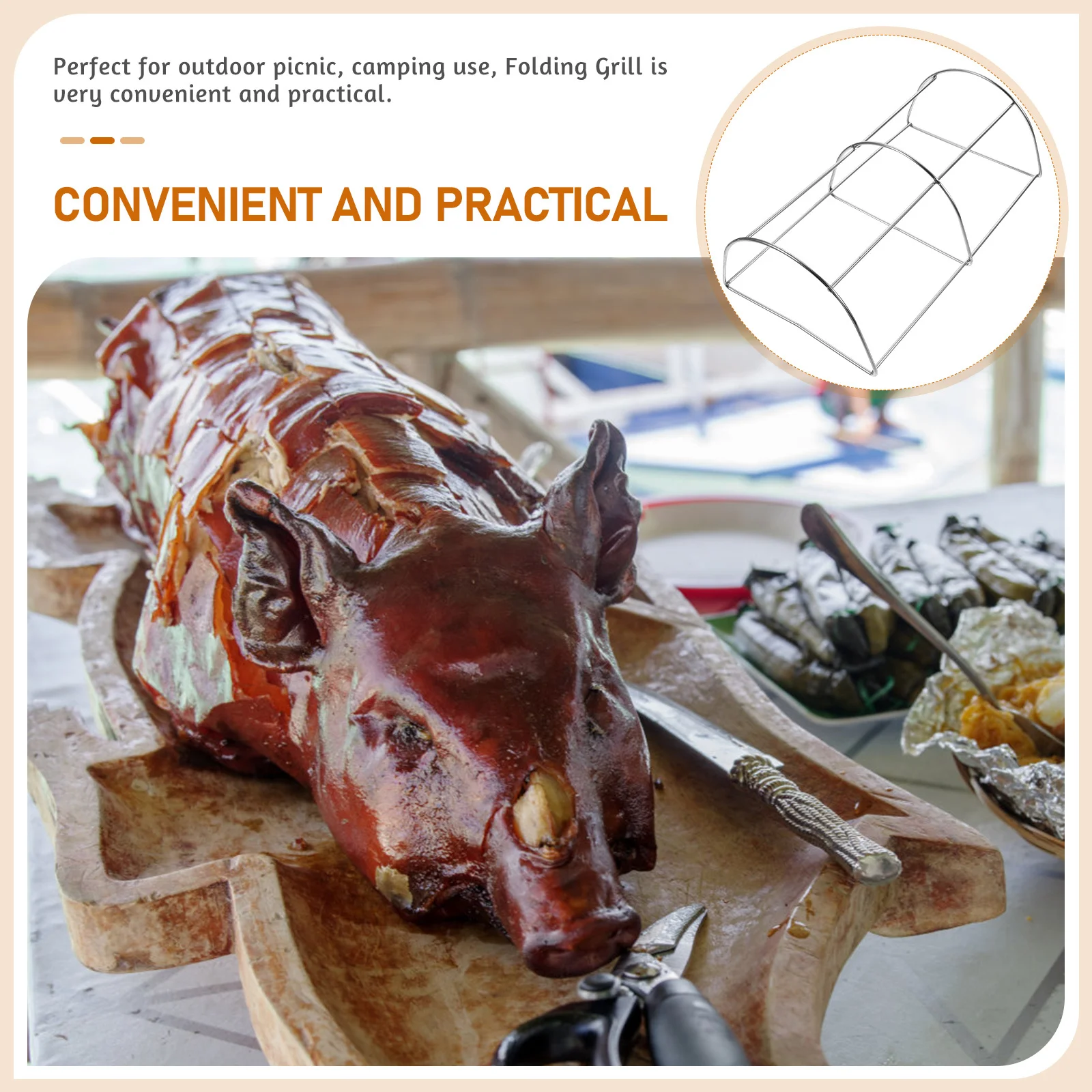 

Portable Stainless Steel Grill Rack Compact Outdoor Barbecue Stand for Camping Bbq Roasting Meat Chicken Vegetables Grilling