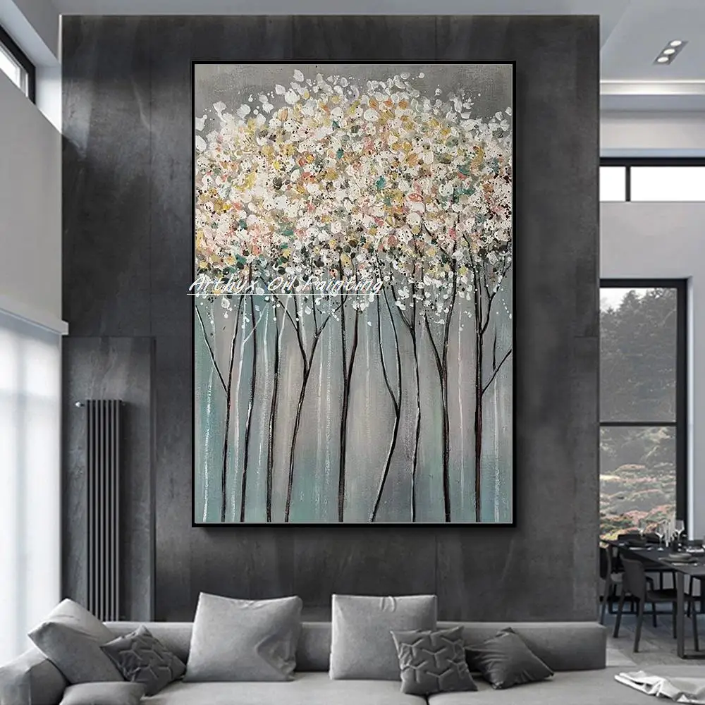 

Arthyx Handpainted Thick Texture Tree Flowers Oil Painting On Canvas,Modern Abstract,Wall Art,Picture For Living Room,Home Decor