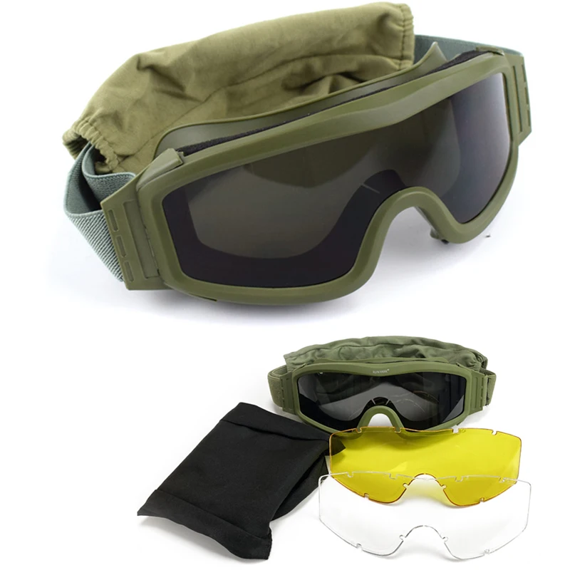 

Tactical Goggles USMC Paintball Airsoft Shooting Protective Eyewear Outdoor Hunting CS War Game Glasses 3 Lens