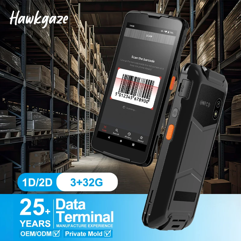 Industrial 8-core 2.0GHz 3+32gb Android 11 Pda 5000mah Barcode Scanner Pda Ip67 Rugged Device 5.5 Inch Full-Screen Pda