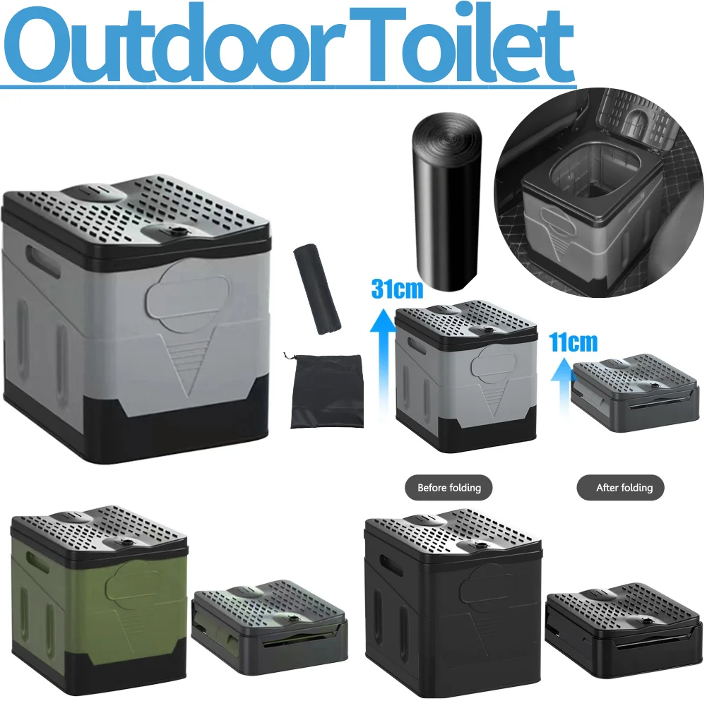 

Movable Toilet Portable Car Toilet Bucket Strong Bearing Capacity Reusable Trash Can for Tour Emergency Self-driving Travel