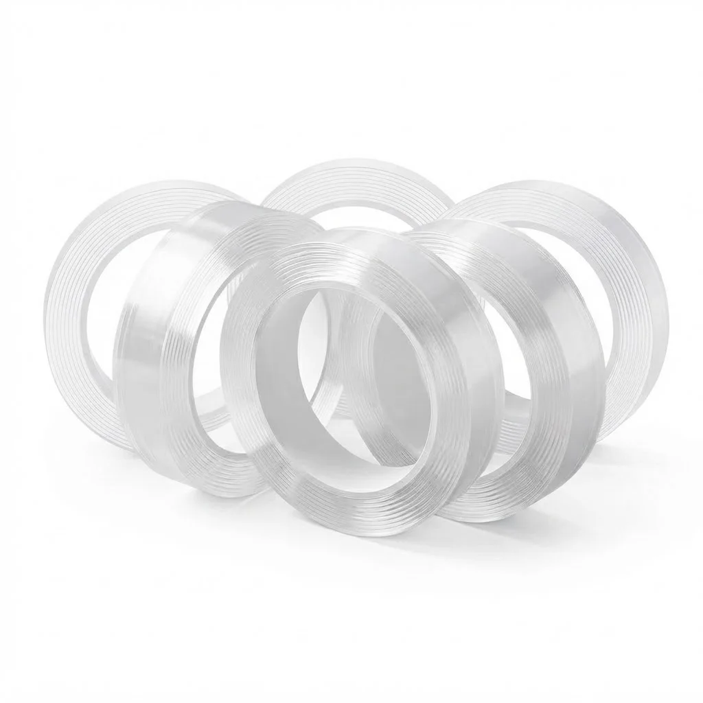 6 Rolls Nano Tape 4M Long 20mm Wide Double Sided Clear Tape Reusable Washable Adhesive for Office
