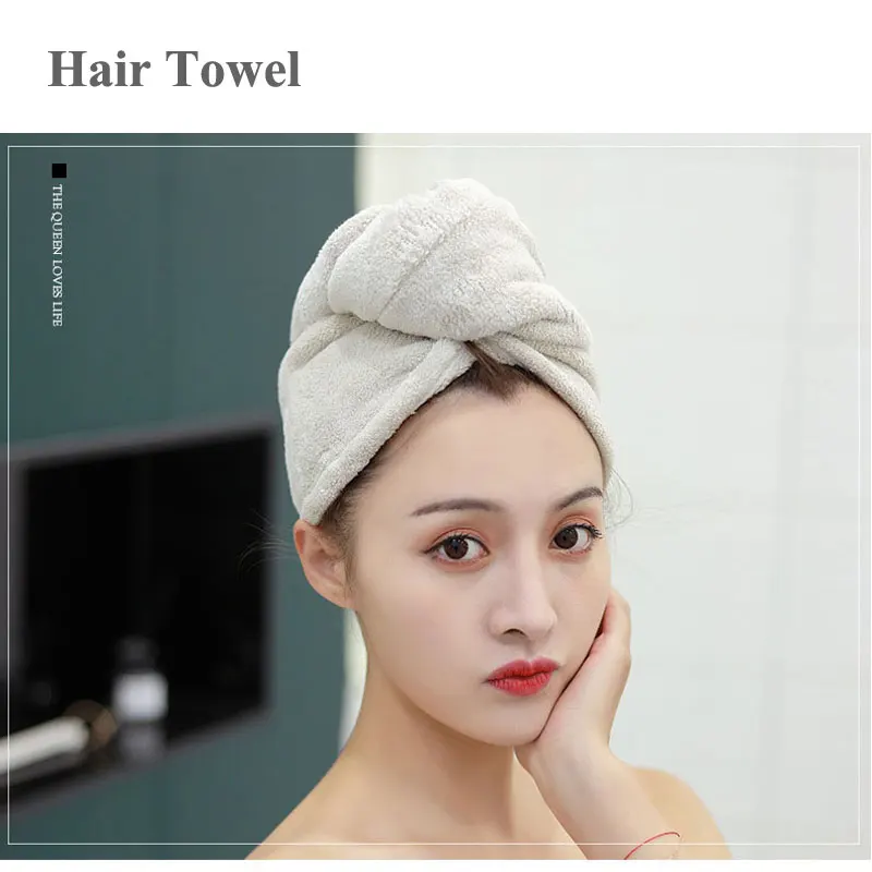 Women Quick-dry Hair Towel Cap Hair Drying Hat Hooded Coral Fleece Microfiber Towel Cap Super Absorption Turban Hair Dry Cap