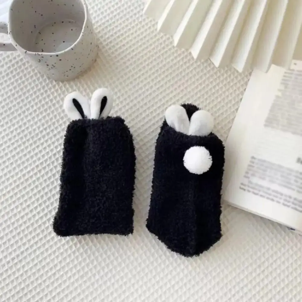Stylish Coral Velvet Sleeping Sock Rabbit Ears Soft Lolita Sock Thicken Cartoon Mid-tube Sock Home