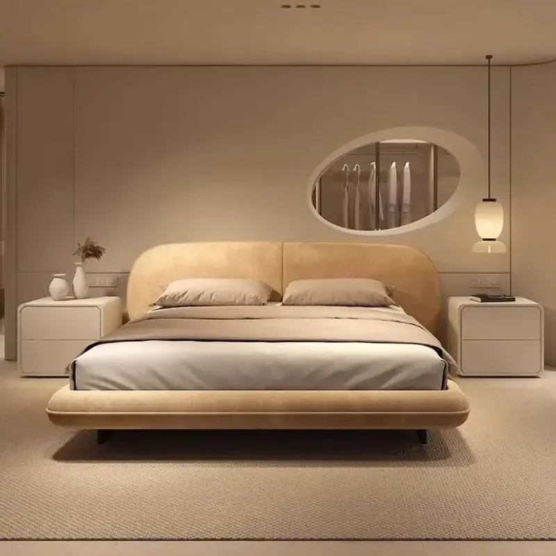 

European Plush Storage Double Bed Simple Wooden Space Saving Modern Double Beds Pliable Trendy Salon Muebles Trendy Furniture