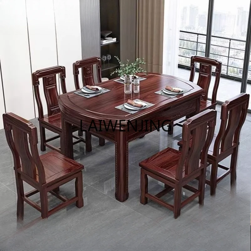 SGF solid wood dining table and chair combination retractable folding dining table Chinese style