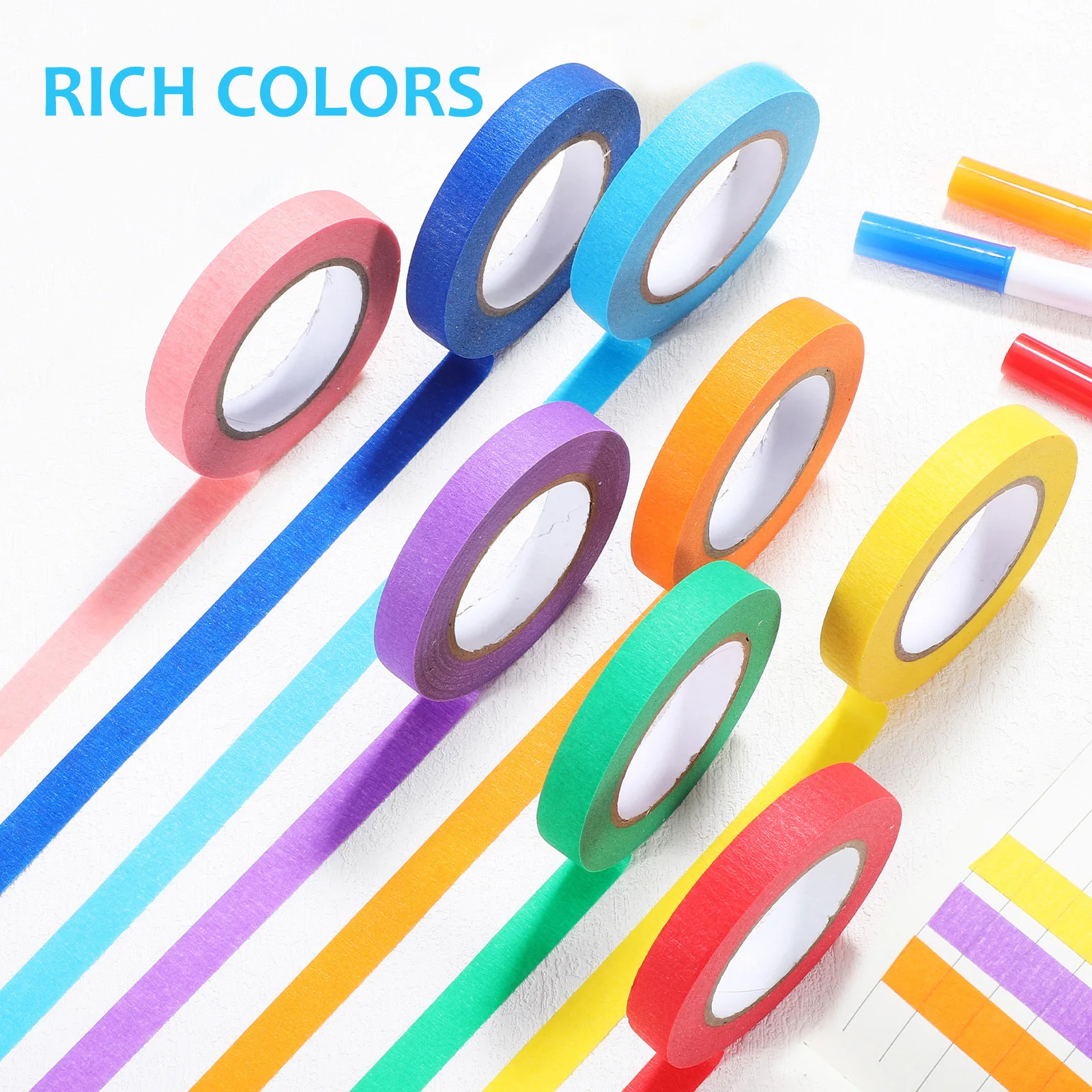 

8 Rolls Colored Masking Tape DIY Painters Tape Writable for Labeling Crafting Decorating Car Use Masking Paper