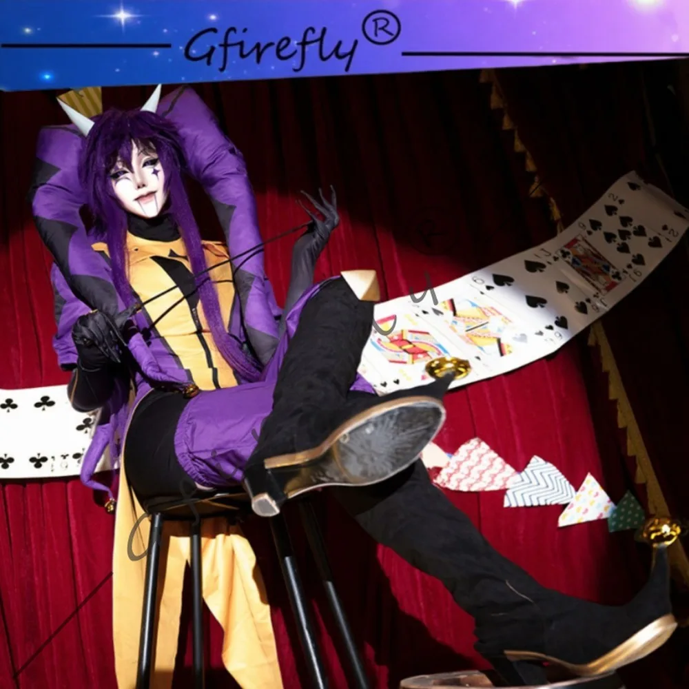 

Halloween Freak Circus Jester Clown Cosplay Costume Full Set Pierrot Harlequin Style Premium Accessories Carnival Party Outfit