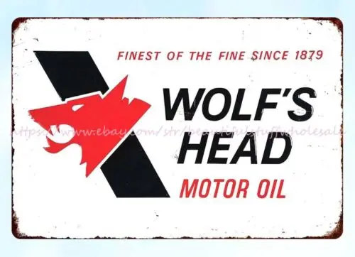 retro home decor wall art WOLF'S HEAD MOTOR OIL metal tin sign