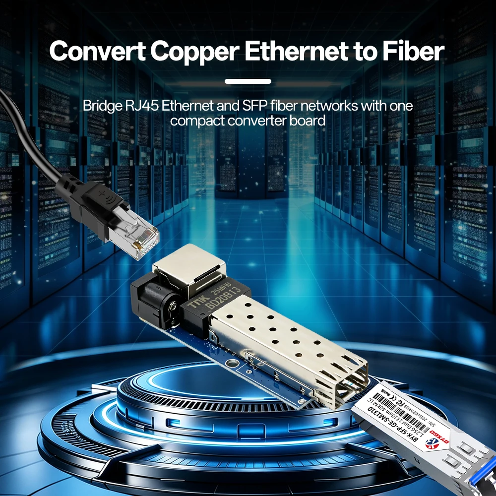 BYXGD Mini Gigabit SFP Media Converter PCBA 1×SFP 1×RJ45 Single/Multi Mode BiDi SFP Module for Surveillance Enterprise Network
