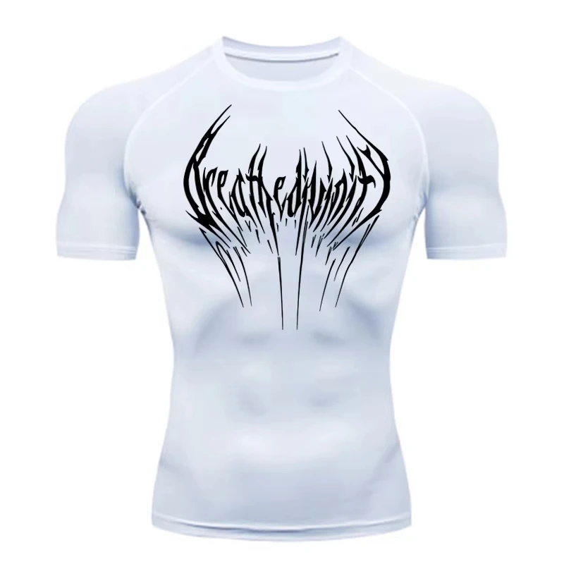 Men's New Compression Shirt Fitness Gym Rashgard Sports Running T-shirt Waterproof Top Quick Drying Short Sleeved T-shirt JW132