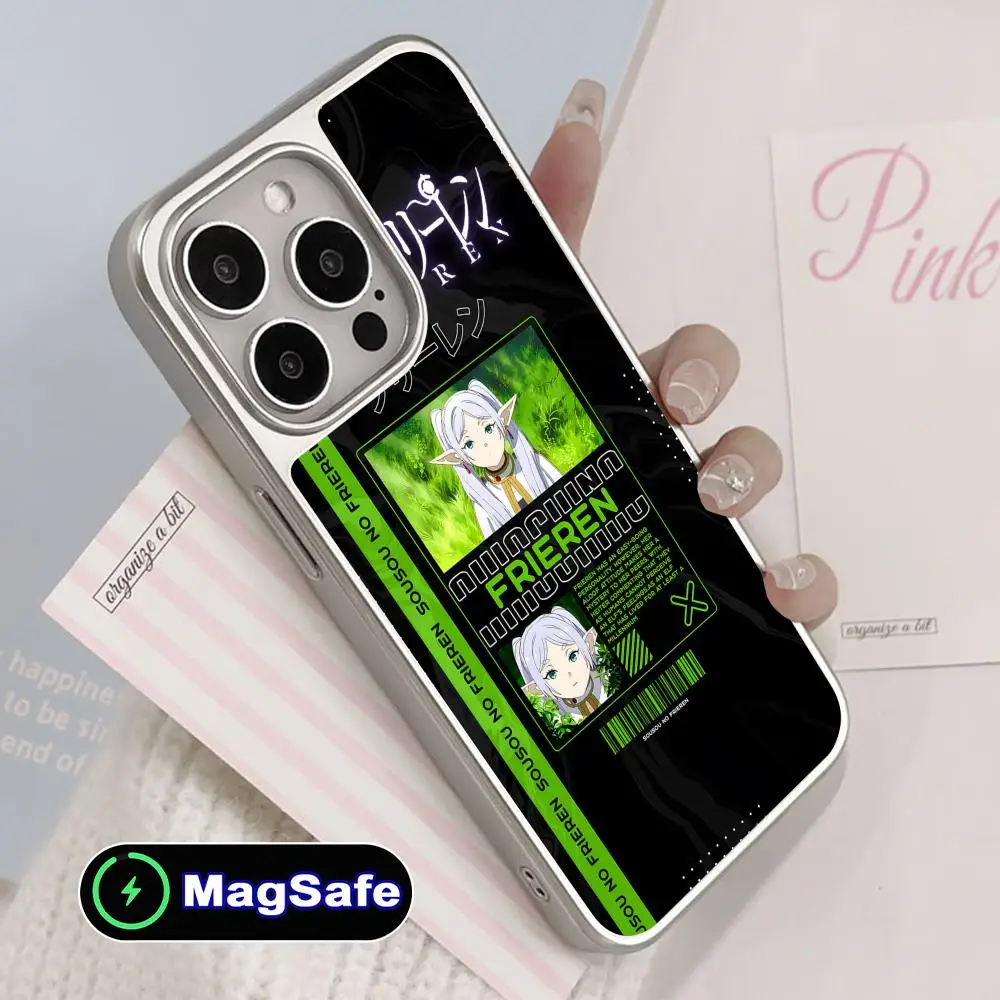 

Чехол для телефона Sousou no Frieren с серебряным покрытием и поддержкой MagSafe для iPhone 17, 16, 15, 14, 13, 12, 11 Air Pro Max Plus, цветной чехол