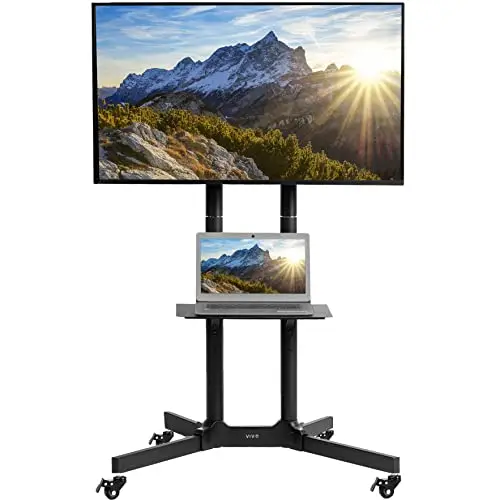 Mobile TV Cart for 32 to 83 inch Screens up to 110 lbs, LCD LED OLED 4K Smart Flat and Curved Panels, Rolling Stand