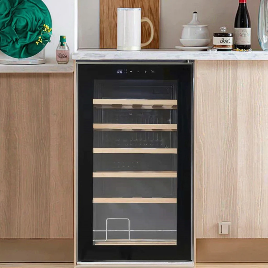 خزانة مشروبات قائمة بذاتها سعة 70 لترًا مع ثلاجة مبرد نبيذ من الفولاذ المقاوم للصدأ بسعة 24 زجاجة للاستخدام المنزلي والفنادق