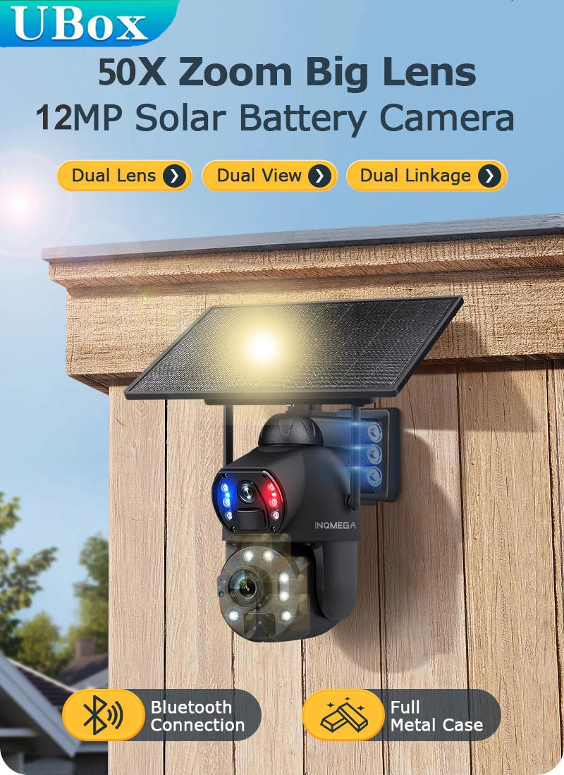 

Ubox 4K 50X оптический зум 4G солнечная камера двойной экран открытый Wi-Fi PTZ PIR обнаружение человека автоматическое отслеживание камеры видеонаблюдения