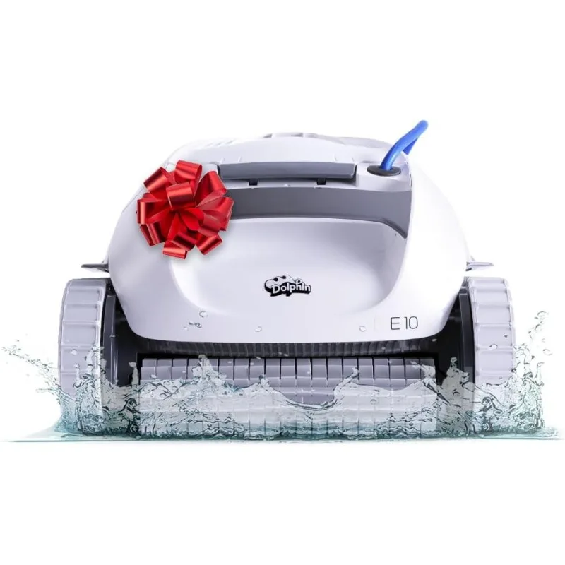 Dolphin (2024 Model) E10 Automatic Robotic Pool Vacuum Cleaner, Active Scrubber Brush,Top Load Filters Access,Ideal Above-Ground